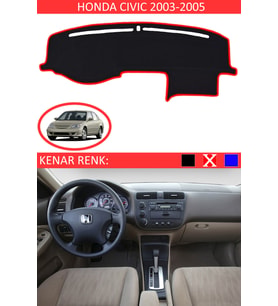 Honda Civic Vtec2 2003-2005 İçin Uygun Torpido Koruma Halısı Siyah Kenar Renk Kırmızı