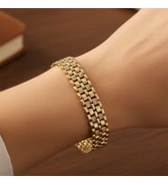 XUPING JEWELRY 14 Ayar Altın Kaplama, Hasır Ortası  Zirkon Taşlı Bileklik