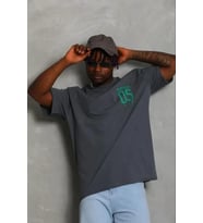 pilelistore- Erkek Baskılı T-Shirt Kısa Kol Bisiklet Yaka Regular Fit Rahat Kalıp Günlük Tişört - Fü (Füme)