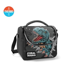 Coral High Kids Koyu Gri Siyah Dinozor Desenli Thermo Beslenme Çantas 11837