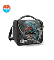 Coral High Kids Koyu Gri Siyah Dinozor Desenli Thermo Beslenme Çantas 11837