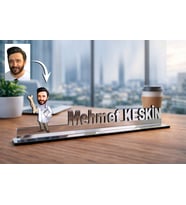 Kişiye Özel Ortepedi Doktor Karikatürlü 30 cm Ayna Pleksi Masaüstü İsimlik - Doktor Hediyesi Doktora Özel Hediye