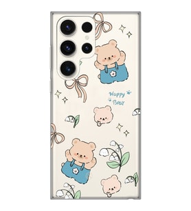 Samsung Galaxy S23 ULTRA Uyumlu Happy Bears Tasarımlı Şeffaf Telefon Kılıfı