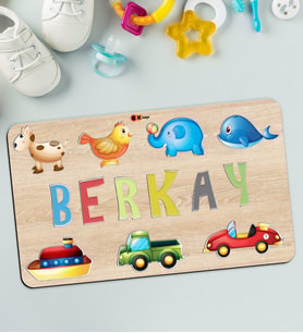 BK Toys Çocuklara Özel İsimli Büyük Boy Ahşap Eğitici Yapboz Puzzle 50x30cm - Model 6