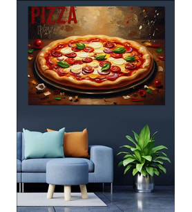 İştah Açıcı Büyük Pizza Tablosu Dekoratif Kanvas - Mdf Ahşap Tablo