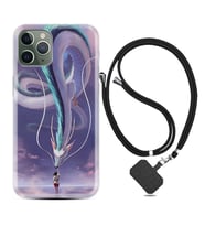 Apple iPhone 11 12 13 14 Pro Max Kılıf Boyun Askılı Silikon Kız ve Ejderha 1742