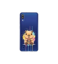 Samsung Galaxy M10 ile Uyumlu Splash Kapibara Tasarımlı Şeffaf Silikon Kılıf