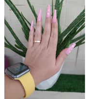SHUSHU 12 Li  silikon  yapışkanlı balerin model Takma Tırnak ( mat desenli pembe )