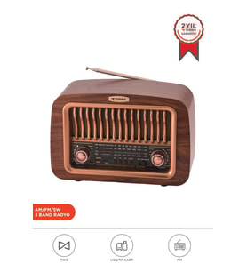 Torima D-59 Ahşap Nostalji Radyo Kablosuz Bluetooth Hoparlör