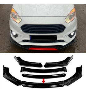 Ford Tourneo Courier Siyah Renkli Şeritli Dilli Ön Lip 4 Prç Parlak Siyah ABS