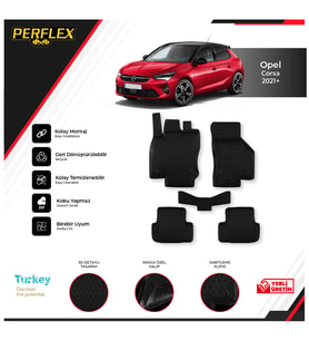 Opel Corsa F 2021+ 3D Havuzlu Paspas (Siyah - Beyaz)
