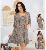 Kadın Sleep Wear 228 Ceketli Gecelik (Leopar)