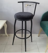 Sırtlı Dekoratif Bar Tabure Kara Inci (Siyah)