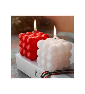 Dekoratif 2'Li Beyaz Kırmız Renkli Kokulu Bubble Set (Çok Renkli)