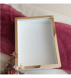 30x40 Cm Fotoğraf Bölümsüz Beyaz-Gold İsimsiz+Ledli Gül Saklama Kutusu