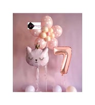 7 YAŞ ÇİÇEK KEDİ BALON DEMETİ DOĞUM GÜNÜ SÜSÜ DOĞUM GÜNÜ PARTİ SETİ