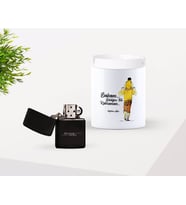 BK Gift Kişiye Özel Babalar Günü Hediyesi Bildiğim Tek Kahraman Tasarımlı Seramik Kül Tablası ve Benzinli Çakmak Seti-1 (Model 1)