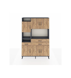 Arges Gardrop 9 Raflı 3 Çekmeceli 6 Kapaklı 132x30x195 Antrasit-Çam