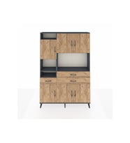 Arges Gardrop 9 Raflı 3 Çekmeceli 6 Kapaklı 132x30x195 Antrasit-Çam