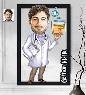 Kişiye Özel 3D  Ahşap Tablo Üroloji Doktoru Erkek 30x40 -1