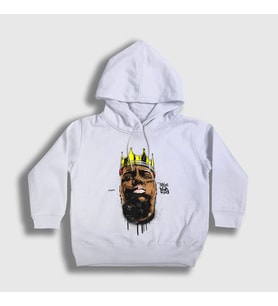Presmono Unisex Çocuk Beyaz Crown The Notorious BIG Kapüşonlu Sweatshirt 40715tt