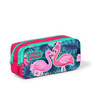Coral High Kids Neon Mercan Su Yeşili Flamingo Desenli İki Bölmeli Kalem Çantası 22295