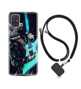 Samsung a71 A72 A73 A7 A9 2018 C7 C9 Kılıf Boyun Askılı Silikon Dog Guitar 1789