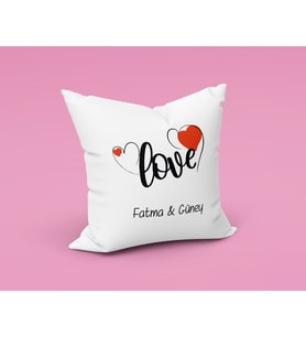 Aşk Love Sevgili Tasarımlı Yastık Kişiye Özel