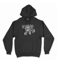 Boom Box Beyaz Robotlu Siyah Kapşonlu Sweatshirt Hoddie