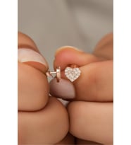 925 Ayar Gümüş Minik Rose Kalp Küpe