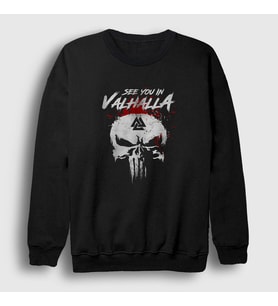 Presmono Unisex Siyah Valhalla Vikings Sweatshirt 222731tt