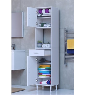 Eliusta Vero 5 Bölmeli 40 cm Genişlikte Dolap Çok Amaçlı Kullanım Banyo Dolapı 40x173x32,5 cm Dolap (Beyaz)