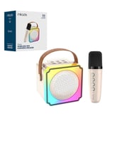 BEYAZ KARAOKE MİKROFONLU WİRELESS HOPARLÖR - SPEAKER IŞIKLI USB ŞARJLI BT - TF CARD - AUX 5W (5668)