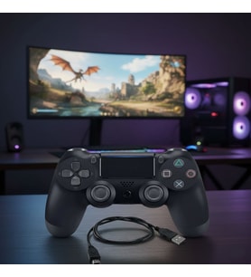 PS4 Uyumlu Kablosuz Oyun Kolu - Gamepad, Led Göstergeler (Siyah)