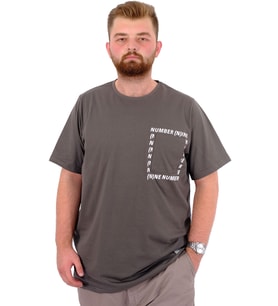 Mode XL Erkek Büyük Beden T-Shirt Pamuklu Baskılı Bisiklet Yaka Tişört NUMBER U24051 Haki