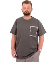 Mode XL Erkek Büyük Beden T-Shirt Pamuklu Baskılı Bisiklet Yaka Tişört NUMBER U24051 Haki