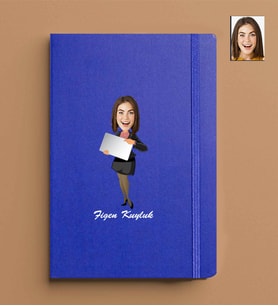 Kişiye Özel Kadın Model 13x21 Mavi Defter-45