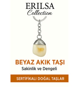 Sertifikalı Beyaz Akik Taşı Anahtarlık – Saflık, Huzur ve Enerji Dengeleyici Taş (Çok Renkli)