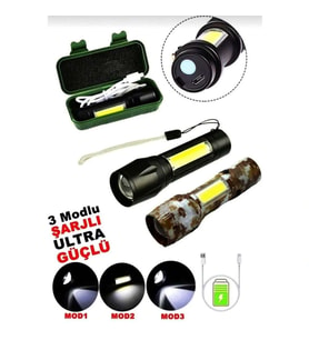 USB Şarjlı El Feneri 2 in 1