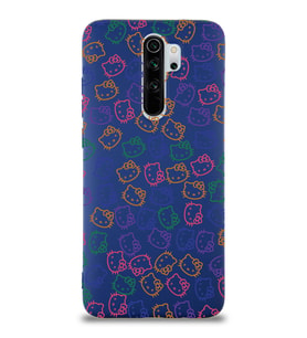 Xiaomi Redmi Note 8 Pro Uyumlu Lansman Kılıf Hello Kitty Tasarımlı İçi Kadife Kapak-Lacivert (Şeffaf)