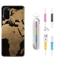 Samsung A02S A03S A10 A12 A13 A21S A22 Kılıf Kablo Koruma Spiral Silikon Map Planet 1656
