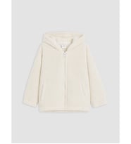 LCW Kids Ekru Kapüşonlu Kız Çocuk Fermuarlı Sweatshirt