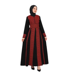 Zaytoon® Women’s Thobe Dress with Traditional Palestinian Embroidery C100001 (Kırmızı)