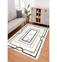 Dijital Kaymaz Taban Yıkanabilir Renkli Salon Halısı Mutfak Halısı Yolluk ND-SD-1016 (Beyaz)
