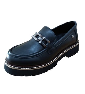 Mammamia D25ka-3235 Kadın Hakiki Deri Tokalı Günlük Loafer Casual Ayakkabı (Siyah)