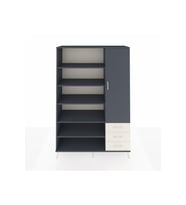 Hyperion Dolap 9 Raflı 3 Çekmeceli Tek Kapaklı  132x44x195 Antrasit-Antrasit/Aytaşı