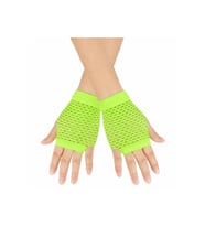 80’ler 90’lar Retro Neon Yeşil File Parmaksız Kısa Eldiven 11 cm