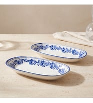 GÜRAL PORSELEN Yaprak Desenli 24 cm 2li Porselen Kayık Tabak