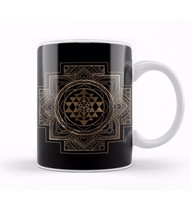 Sri Yantra Sri Chakra Lotus Framed Kupa Bardak Porselen