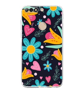PrintiFy Huawei Y7 2018 ile Uyumlu Retro Color 1  Kamera Korumalı Şeffaf  Kılıf